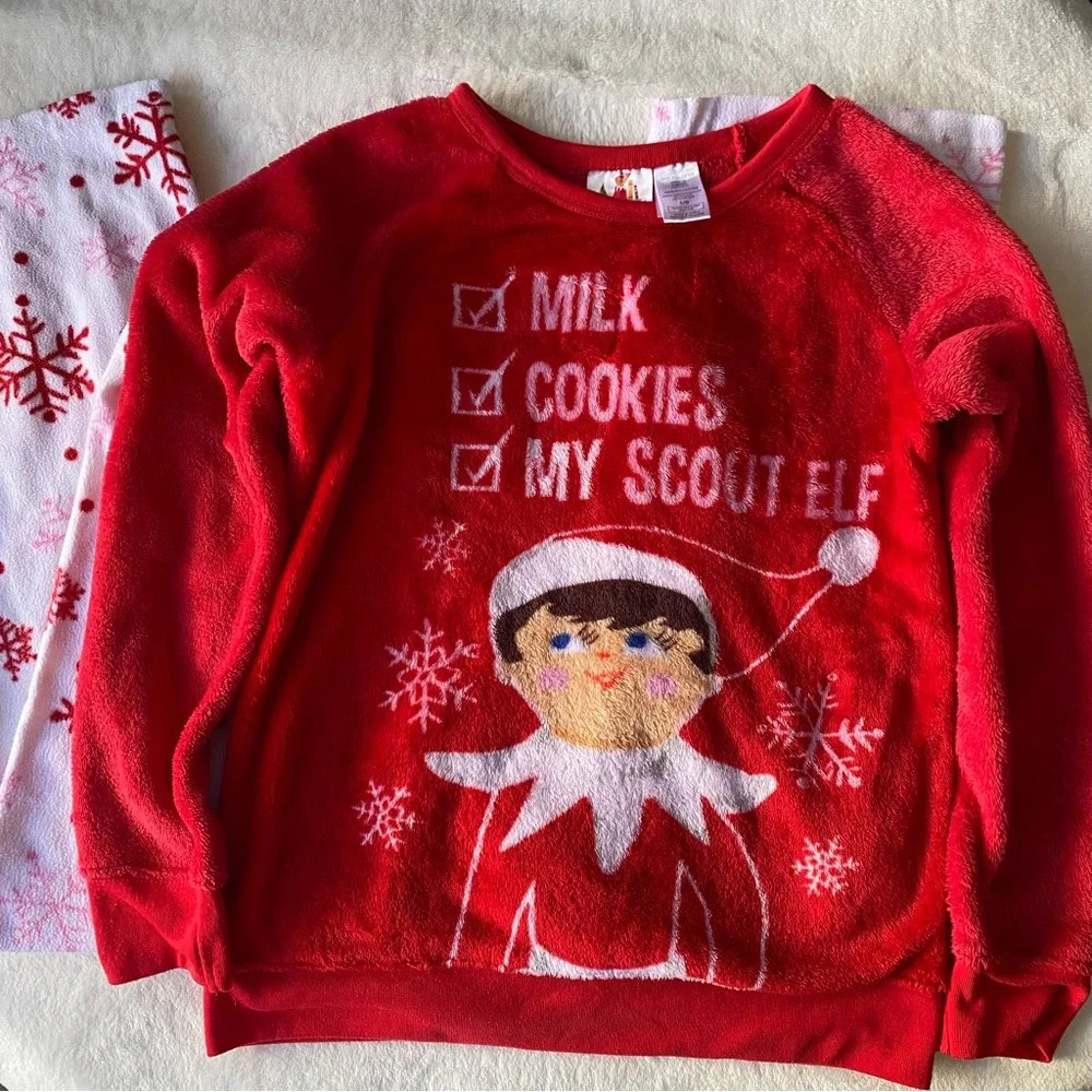 Elf on the shelf‎ Pajama Set Size Large Red Christmas Cozy